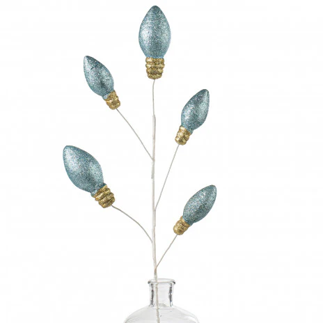 Gold and Blue Glitter Light Bulb 30" Spray