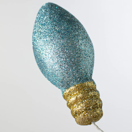 Gold and Blue Glitter Light Bulb 30" Spray - Image 2