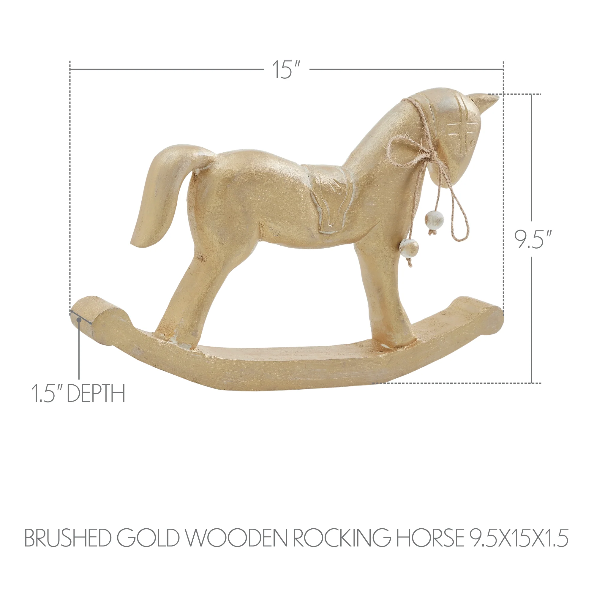 Gold Brushed Wooden Rocking Horse Figure - Image 4