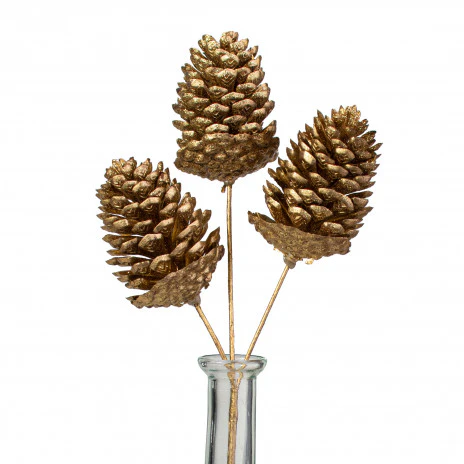 💙 Gold Metallic Pinecones 12" Pick