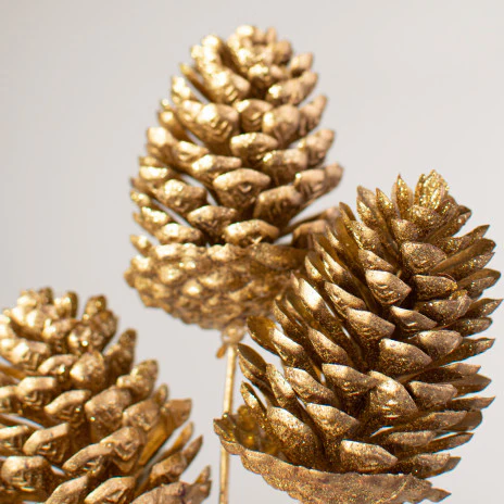 💙 Gold Metallic Pinecones 12" Pick - Image 2