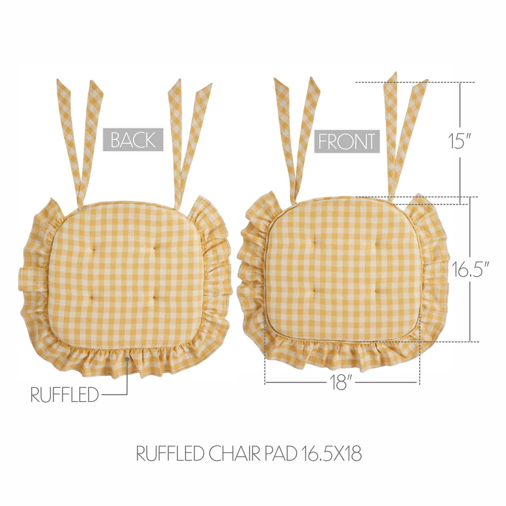 Golden Honey Ruffled Chair Pad 16.5" x 18" - Image 2