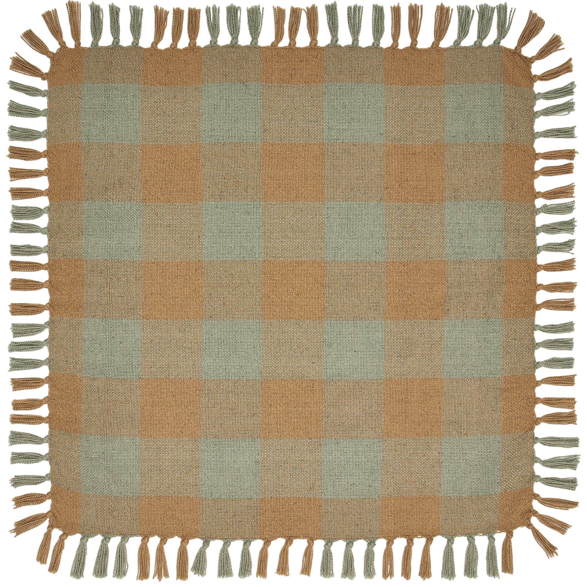 Golden Tan and Laurel Green Indoor/Outdoor Table Topper 20" Square - Image 2