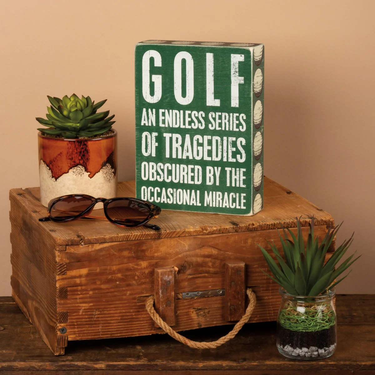 💙 Golf An Endless Series Of Tragedies 8" Wood Box Sign - Image 2
