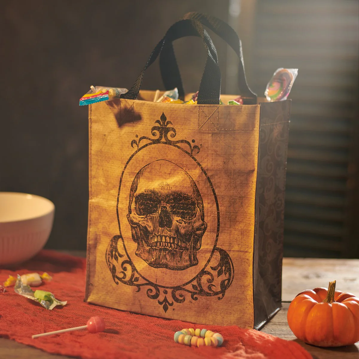 Surprise Me Sale 🤭 💙 Gothic Skull Halloween Reusable Market Tote Gift Bag - Image 2