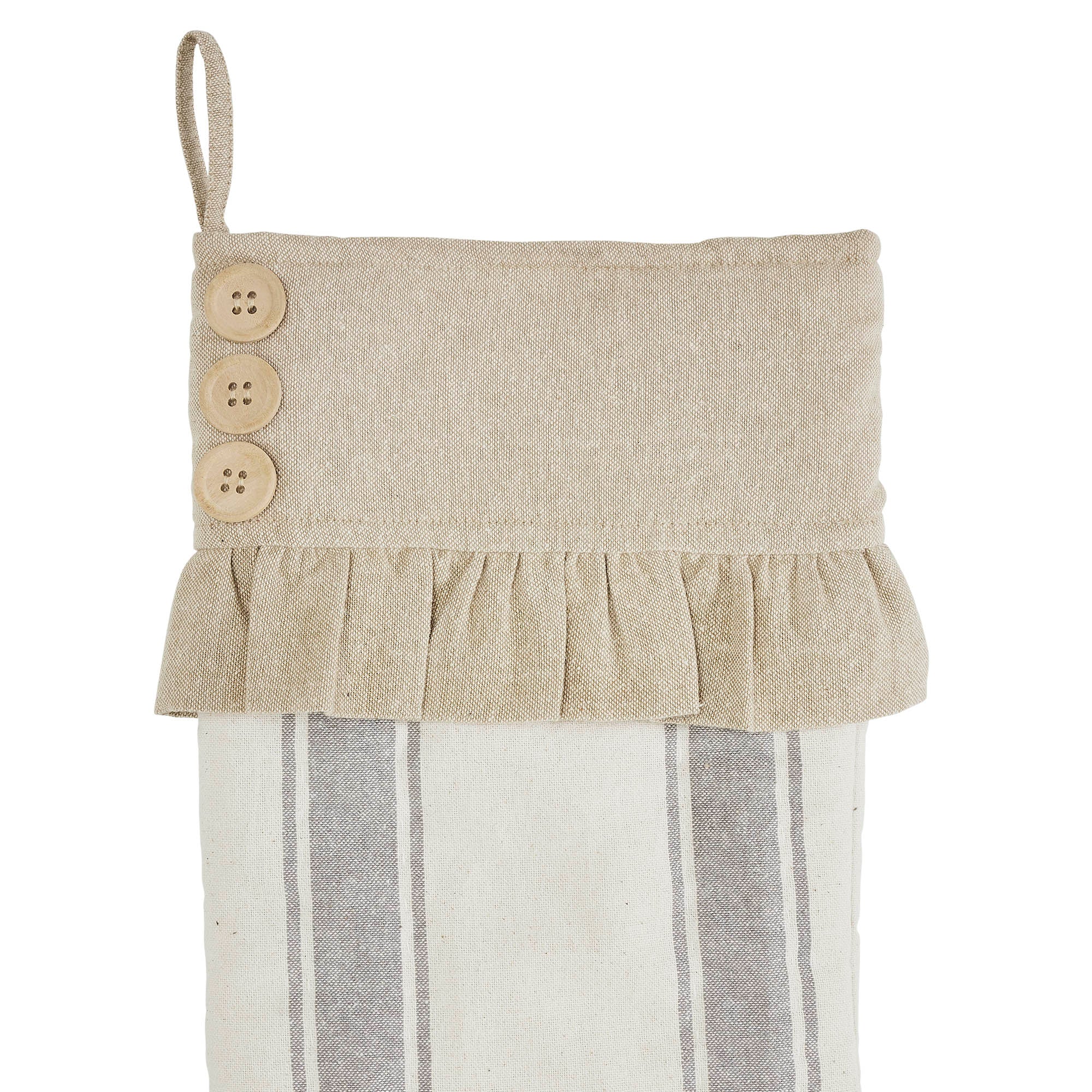 Grace Grain Sack Stripe Ruffled Christmas Stocking 20" H - Image 5