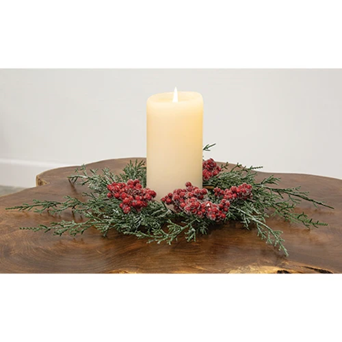 Graceful Cedar Berry 6" Faux Evergreen Ring - Image 3