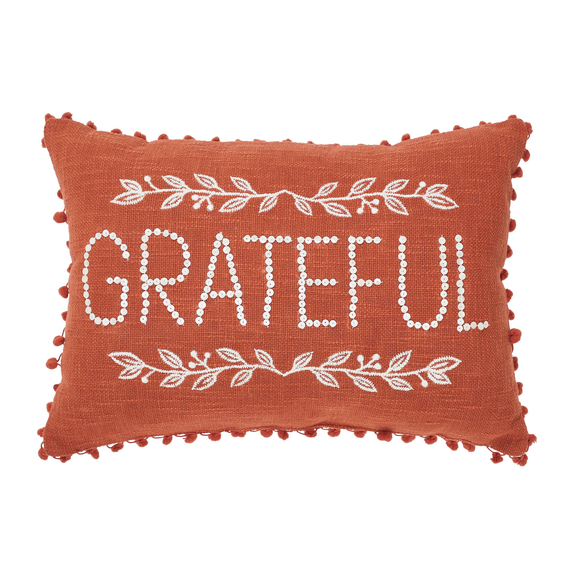 Grateful Pom Pom Accent Pillow 14" x 20" - Image 2