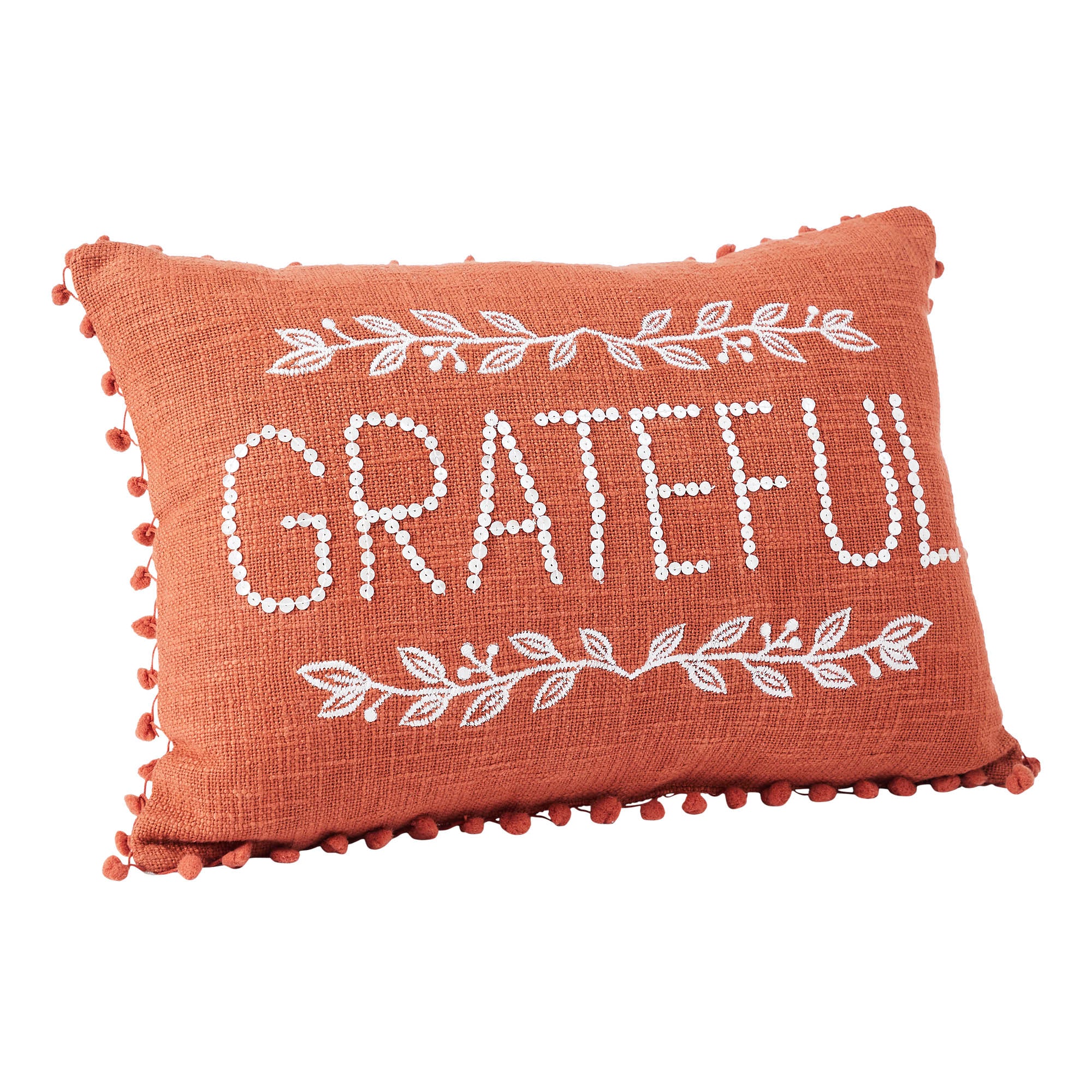 Grateful Pom Pom Accent Pillow 14" x 20" - Image 4