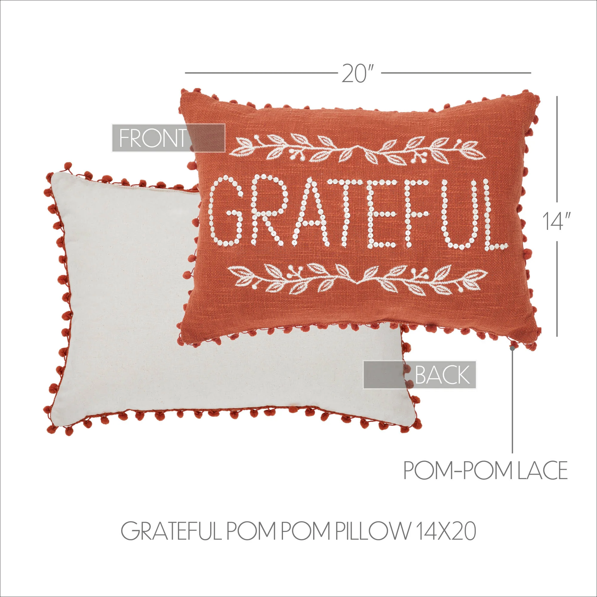 Grateful Pom Pom Accent Pillow 14" x 20" - Image 5
