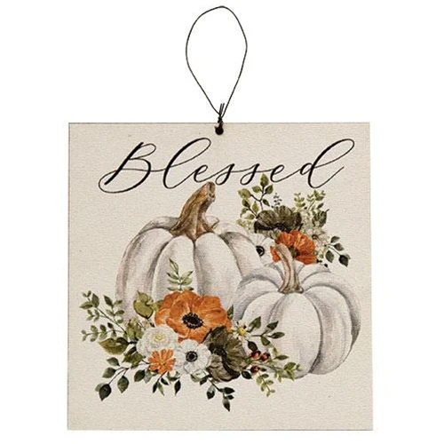 Grateful, Thankful, Blessed Pumpkin Square Ornaments Set of 3 - Image 2