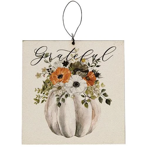 Grateful, Thankful, Blessed Pumpkin Square Ornaments Set of 3 - Image 5