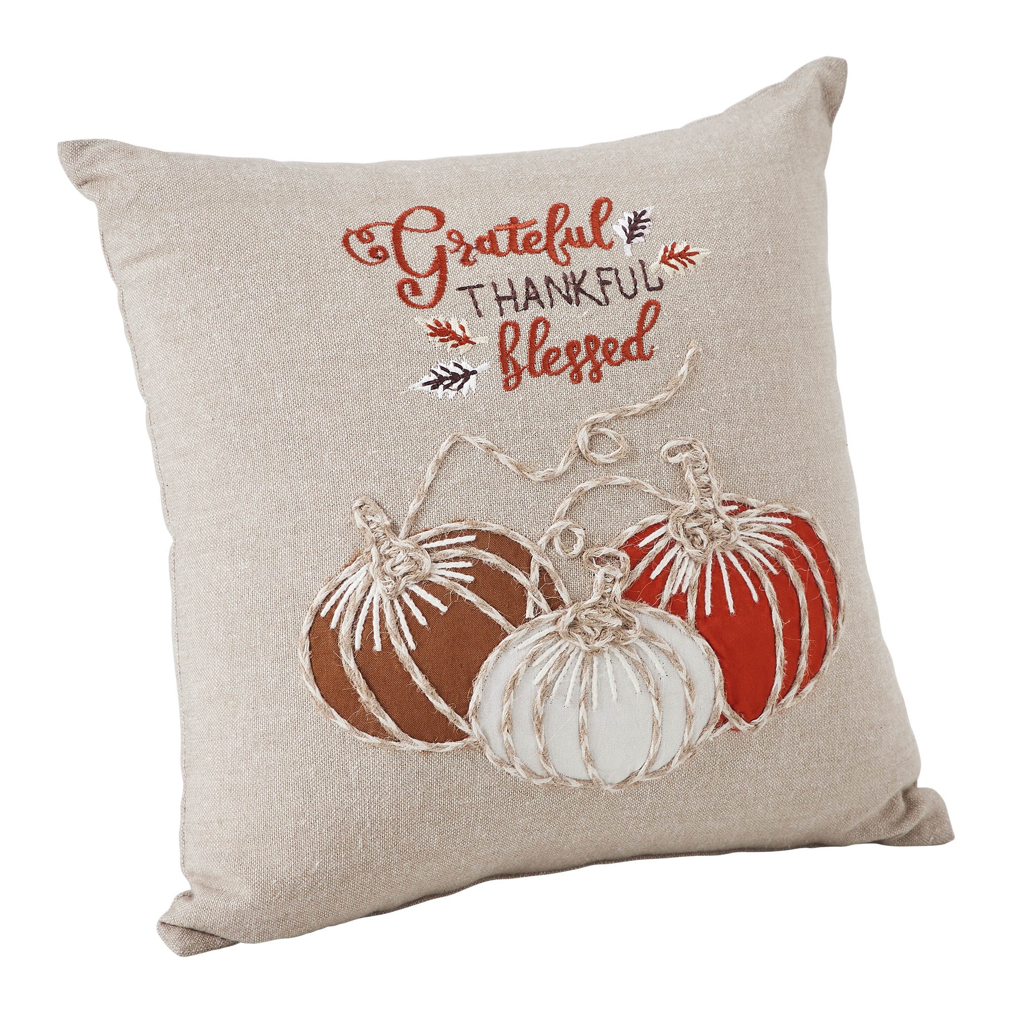 Grateful Thankful Blessed Pumpkins 12" Accent Pillow - Image 2