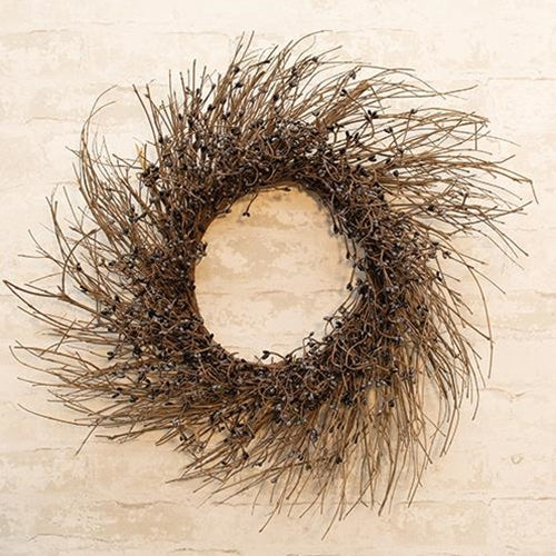 ๐ Gray & Black Pip Berries 22" Twig Wreath
