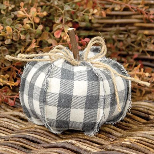 Gray Buffalo Check 4.75" Stuffed Pumpkin