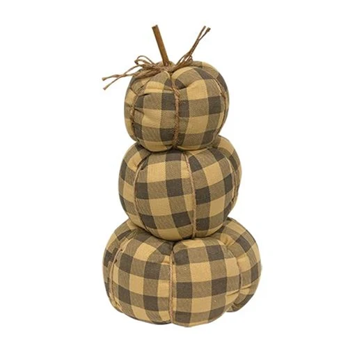 💙 Gray Buffalo Check Pumpkin Stack