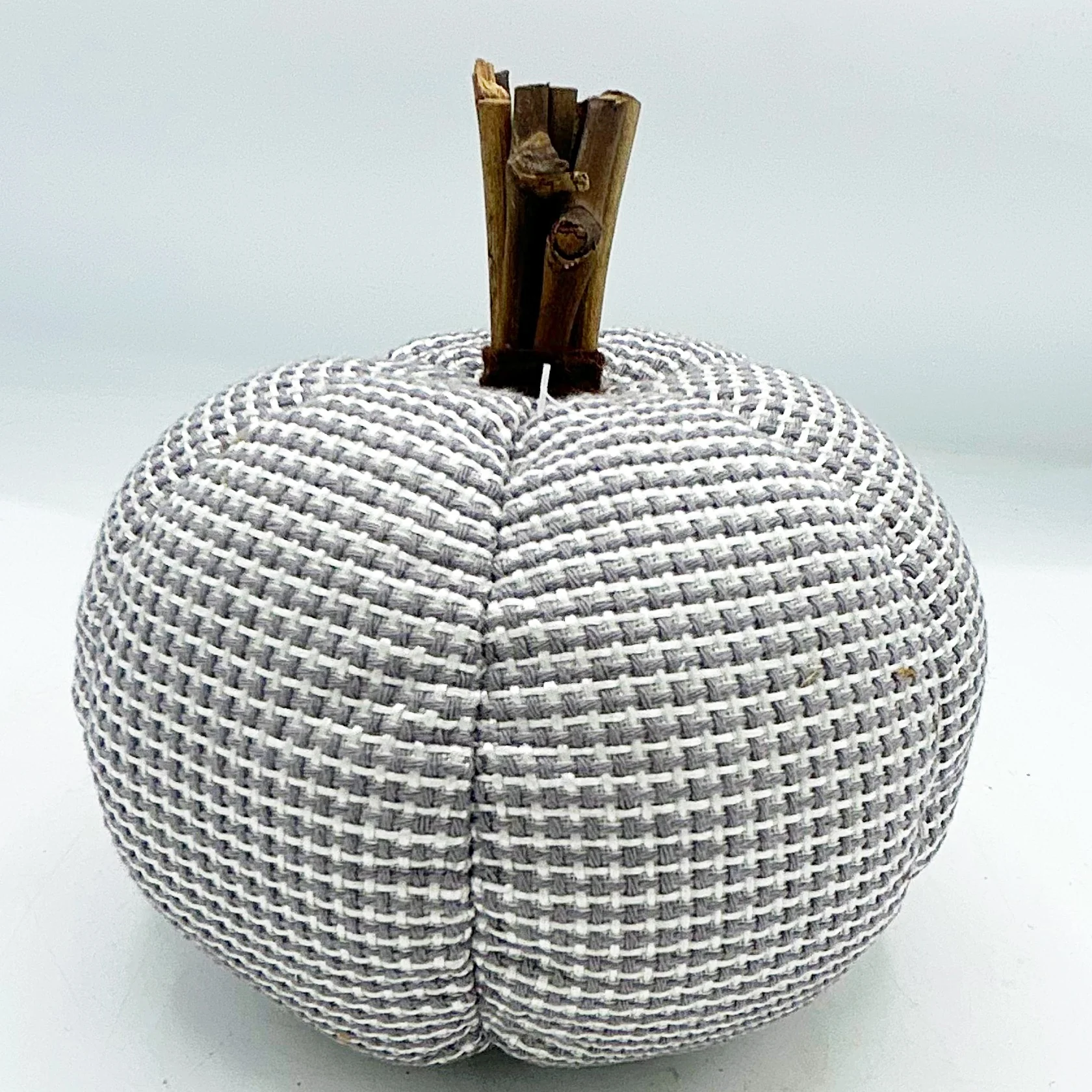 ๐ Gray Fabric 6" Pumpkin with Twig Stem - Image 3