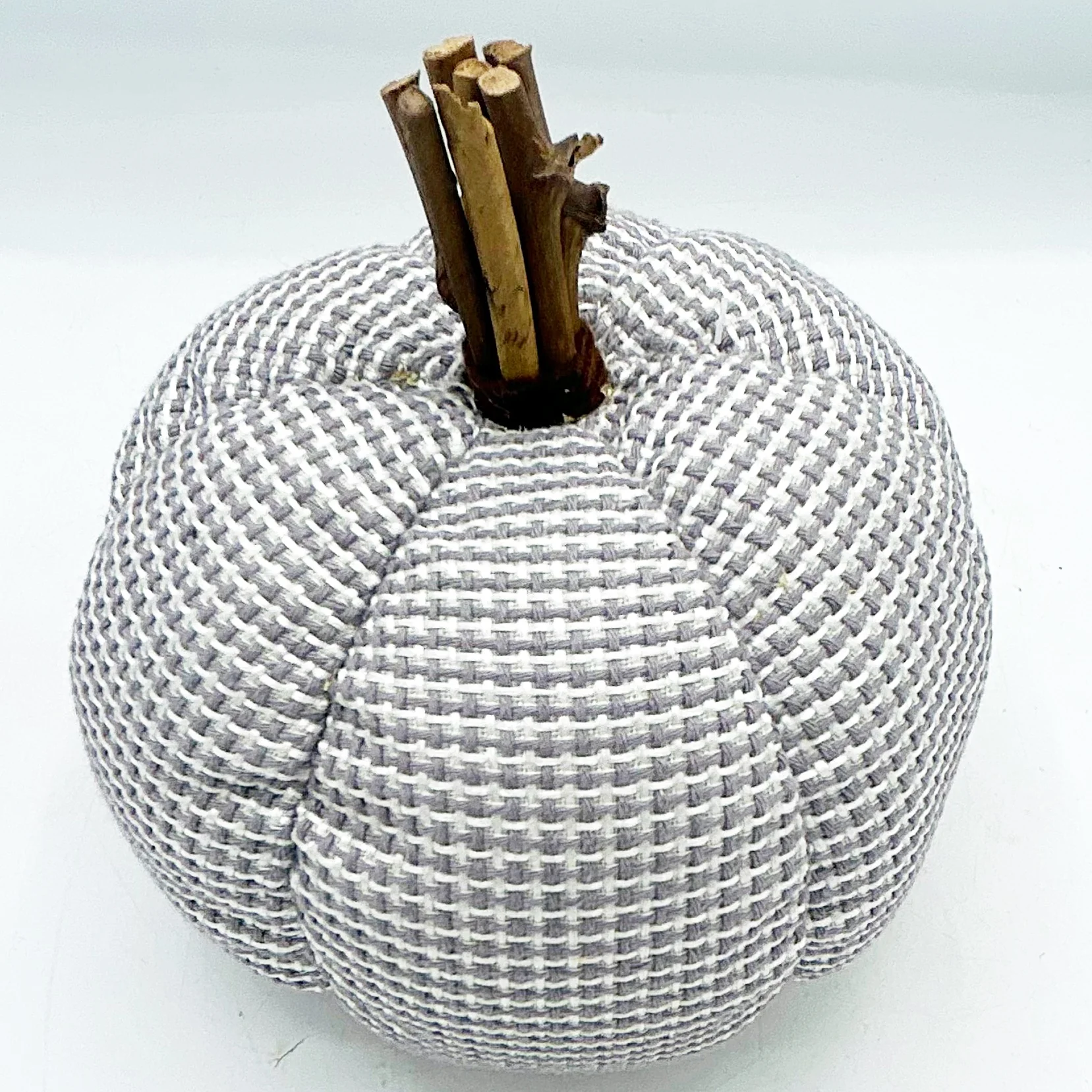 ๐ Gray Fabric 6" Pumpkin with Twig Stem - Image 4