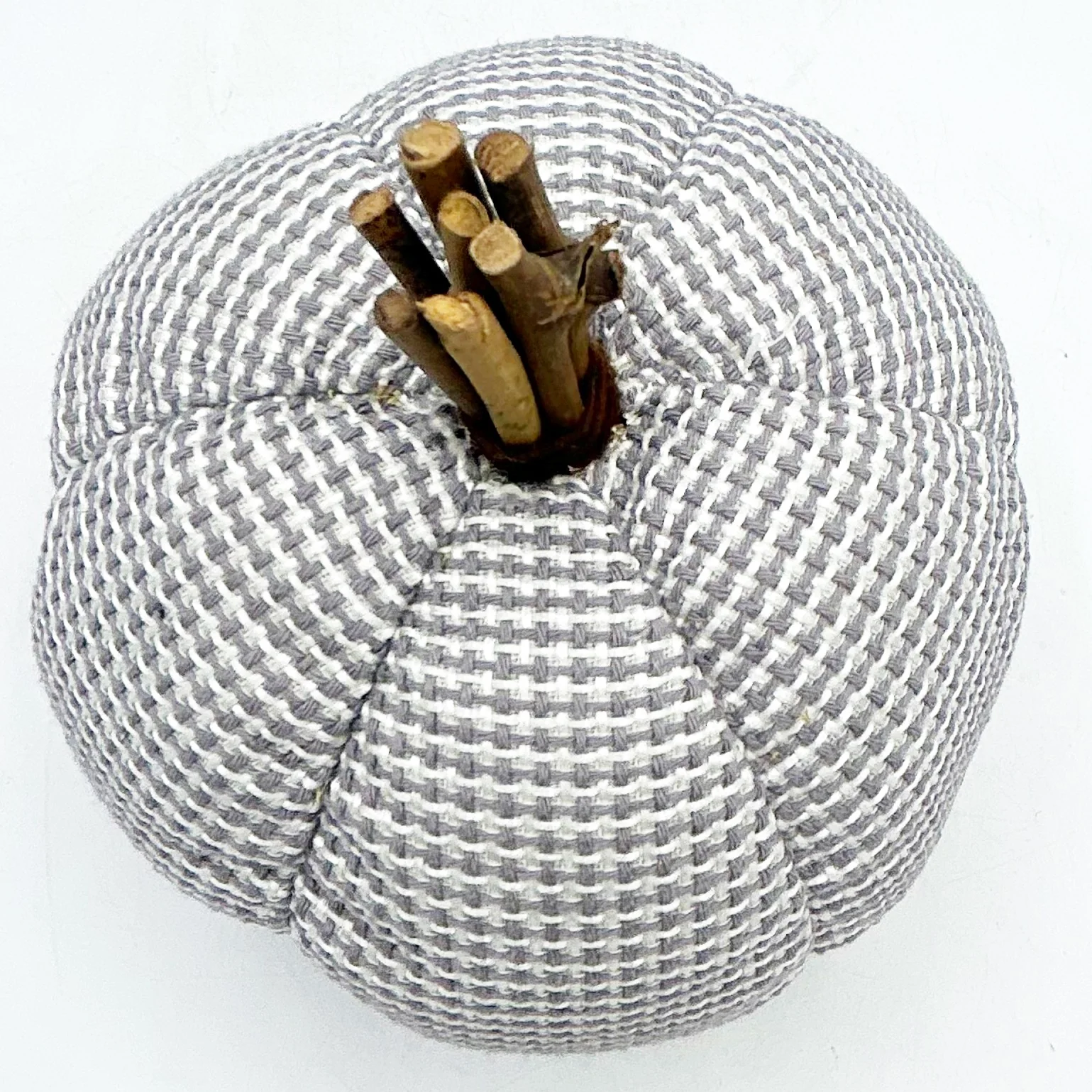 ๐ Gray Fabric 6" Pumpkin with Twig Stem - Image 5