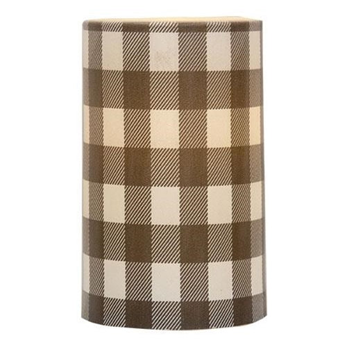 Gray Large Check Buffalo Plaid 3" x 5" Pillar Candle