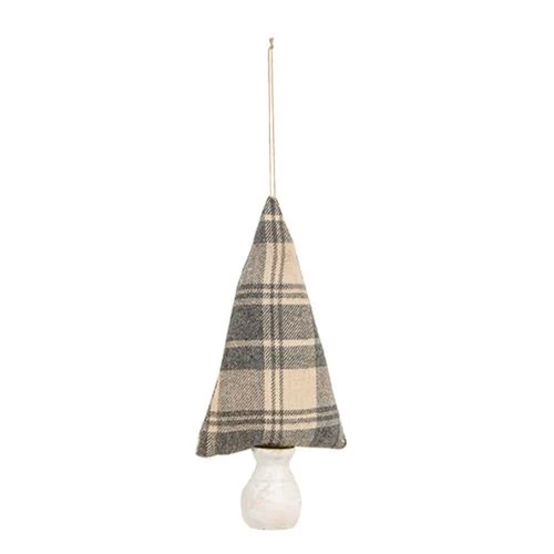 ๐ Gray Plaid Fabric Christmas Tree Ornament 7.5" H - Image 2