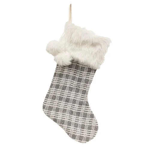 Gray & White Plaid Christmas Stocking