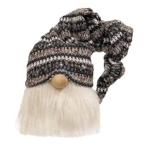 Gray Winter Knit Hat Gnome Head Figure - Image 2