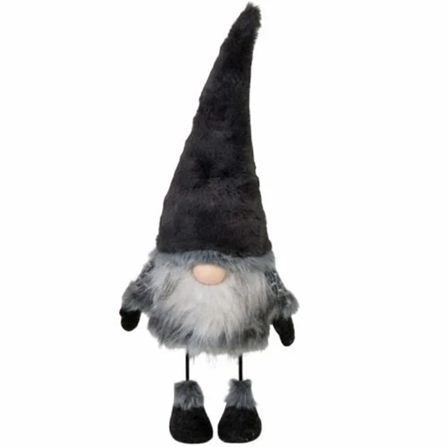 Gray Wobble Santa Gnome 21" Fabric Figure