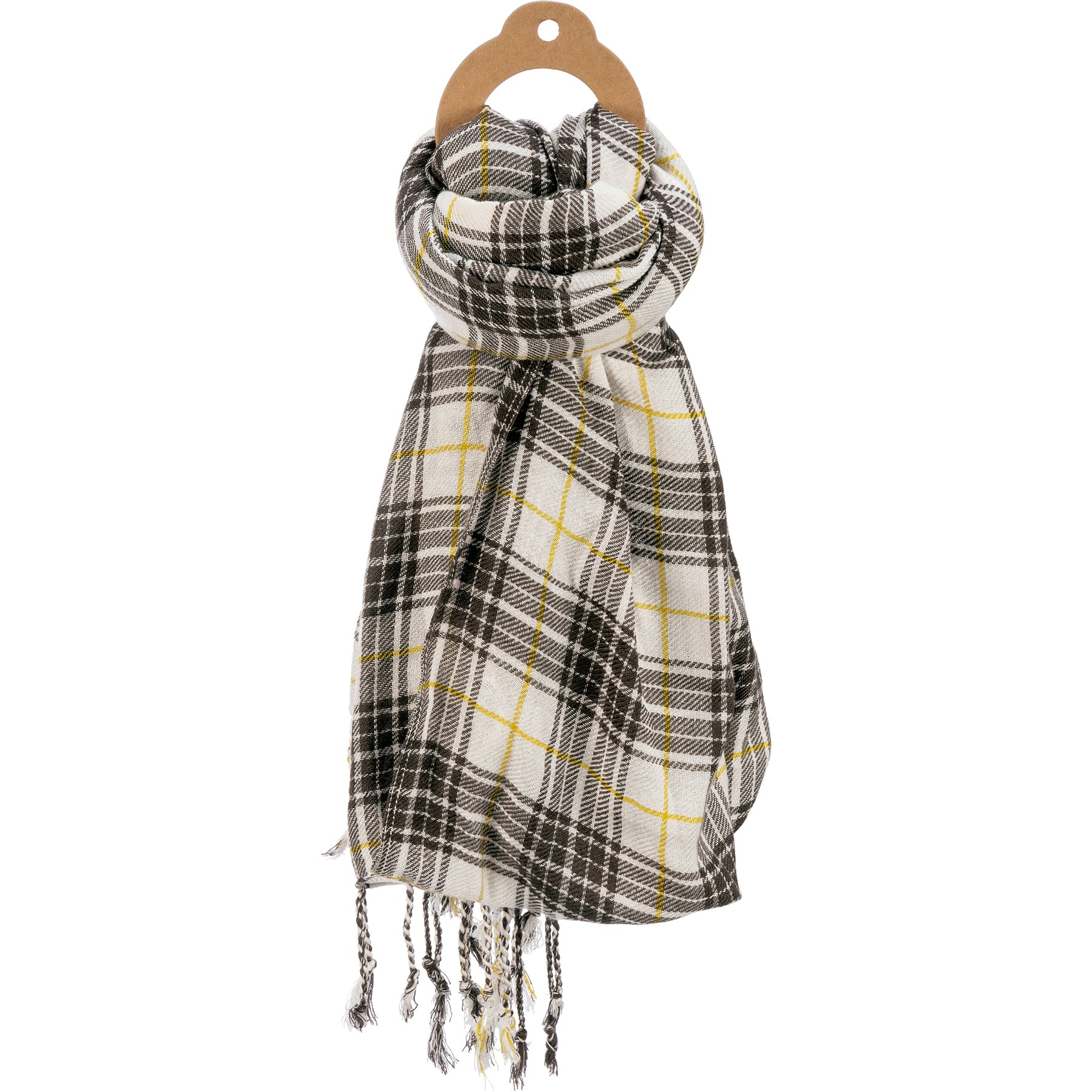 💙 Gray & Yellow Plaid Scarf - Image 3