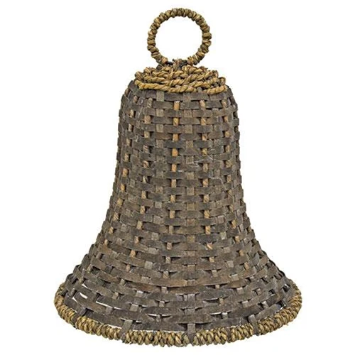 Graywash Basketweave Bell 12" H