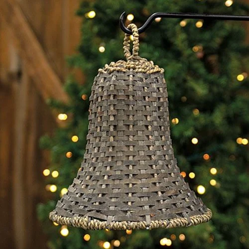 Graywash Basketweave Bell 12" H - Image 2