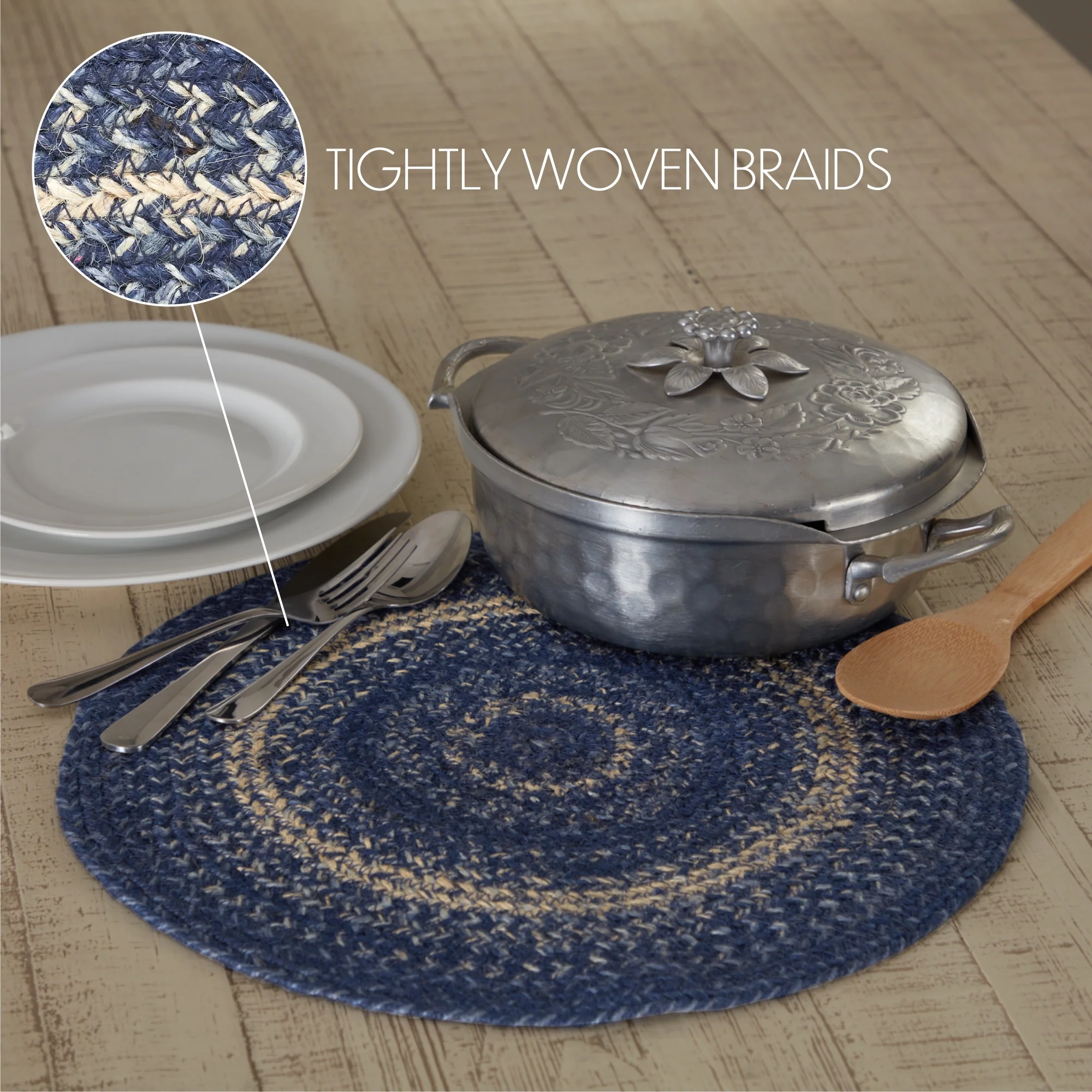 Great Falls Blue Jute Trivet 15" Diameter - Image 4