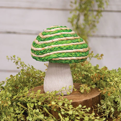 Green Braided Mushroom Figure 6.5" H - Image 2