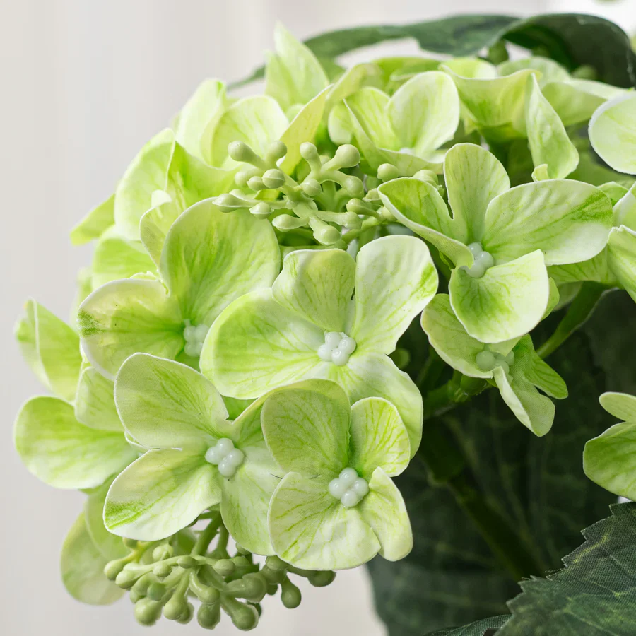 Green Hydrangea 17" Faux Floral Bush - Image 2