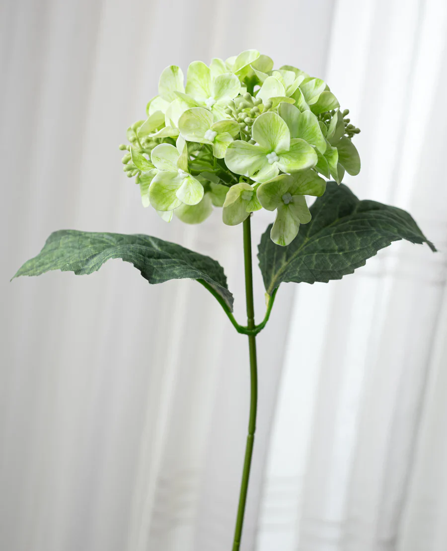 Green Hydrangea 17" Faux Floral Bush - Image 3