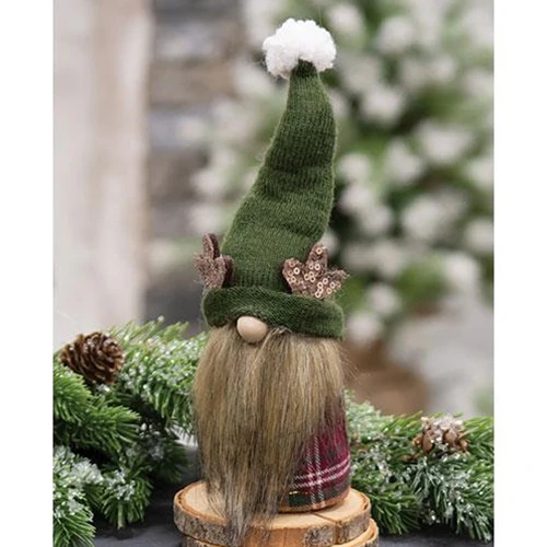 Green Reindeer Gnome Felt Sitter Figure