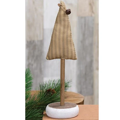 Green Ticking Stripe Christmas 11" Tree on Base