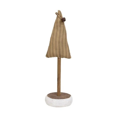Green Ticking Stripe Christmas 11" Tree on Base - Image 2
