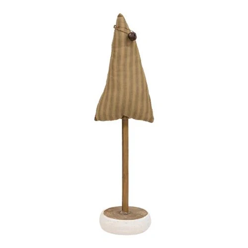 Green Ticking Stripe Christmas 13" Tree on Base - Image 2