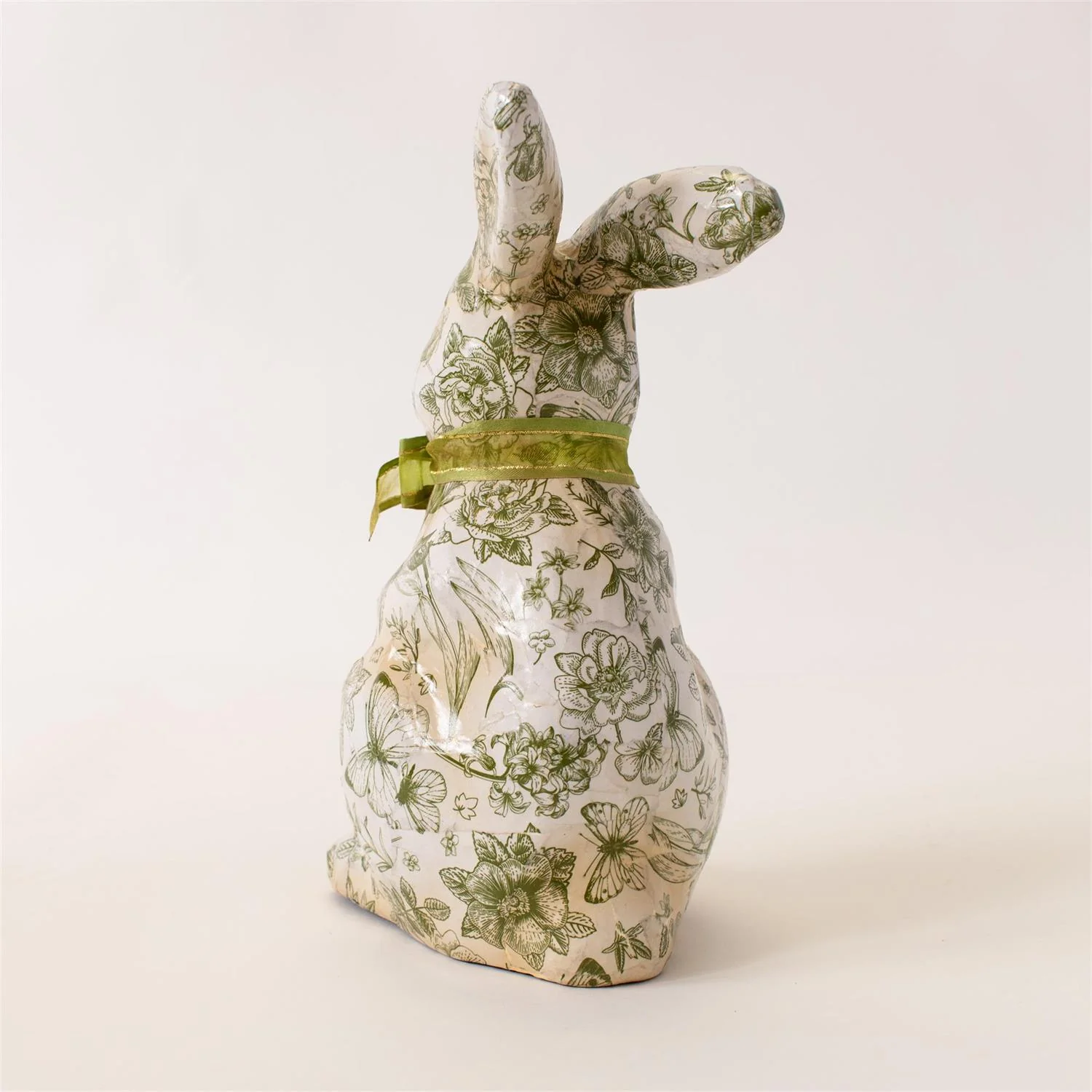 Green Toile Decoupage Standing Bunny - Image 4