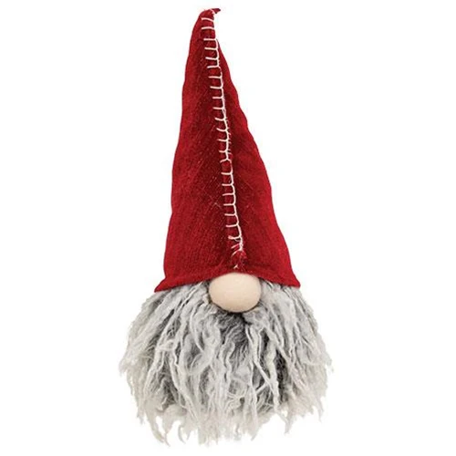 Grey Bearded Gnome with Sparkle Hat Fabric Figure