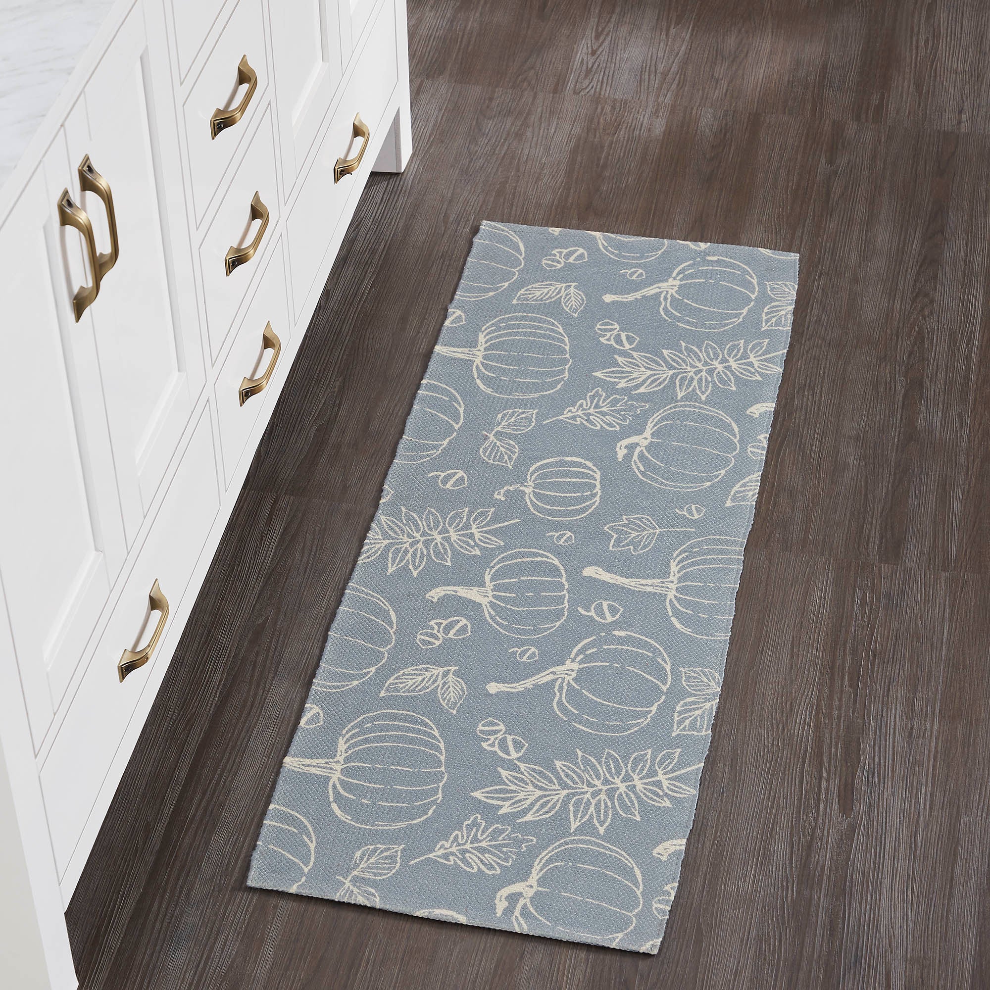 Grey Silhouette Pumpkin Indoor/Outdoor 48" Rectangle Rug