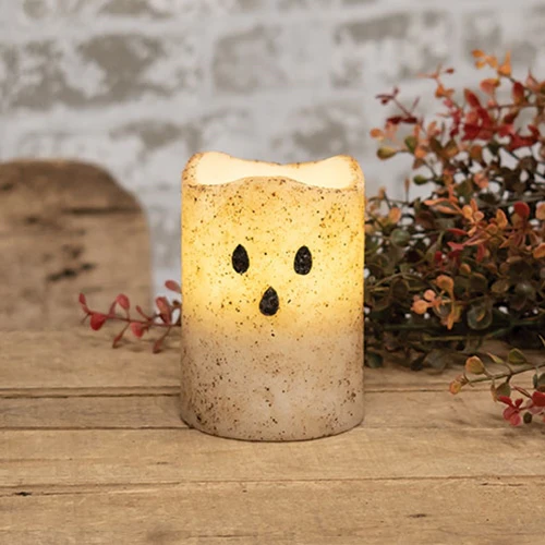 Grungy Ghost 4" Timer LED Pillar Candle - Image 2