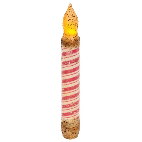 ๐ Grungy Glitter Candy Cane Stripe Timer Taper Candle