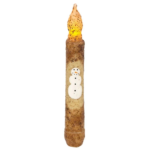๐ Grungy Smiling Snowman Timer Taper Candle