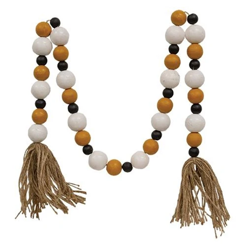 Halloween Black Orange and White Bead Garland 44" Long