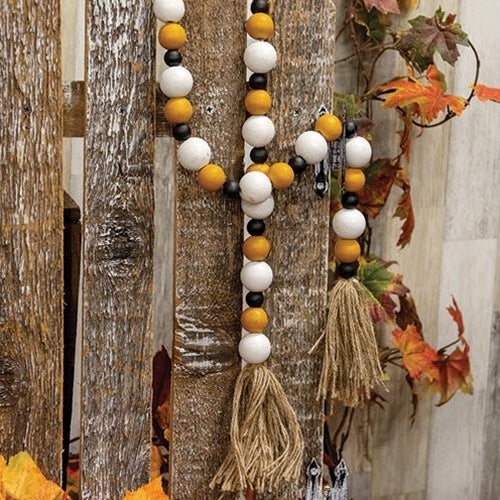 Halloween Black Orange and White Bead Garland 44" Long - Image 2
