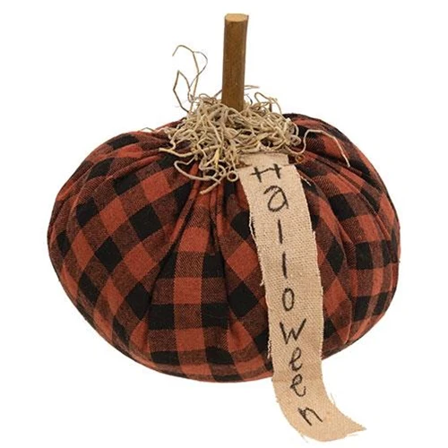 ๐ Halloween Burnt Orange & Black Stuffed Pumpkin