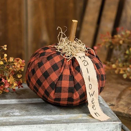 ๐ Halloween Burnt Orange & Black Stuffed Pumpkin - Image 2