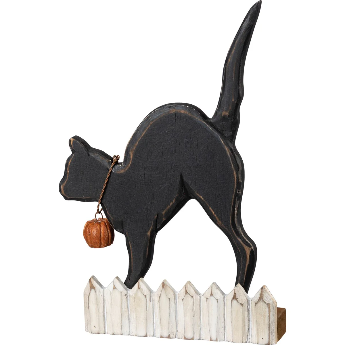 Halloween Cat on a Fence Wooden Figure